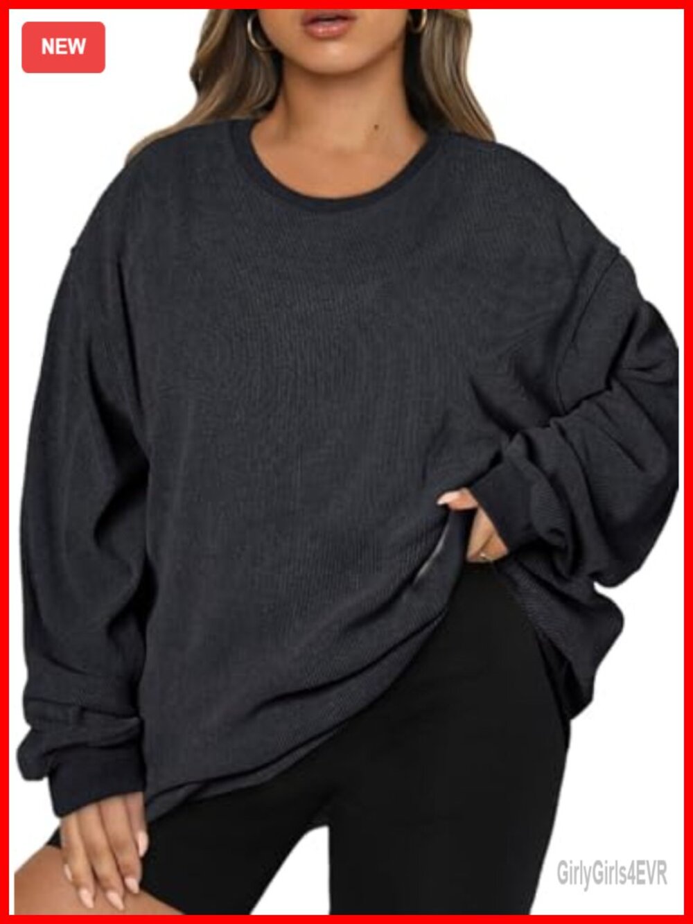 Women's Plus Size Oversized Crew Neck Sweatshirt Long Sleeve Pullover